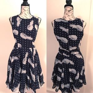 Bar III • Navy Blue Pineapple Fit and Flare Dress